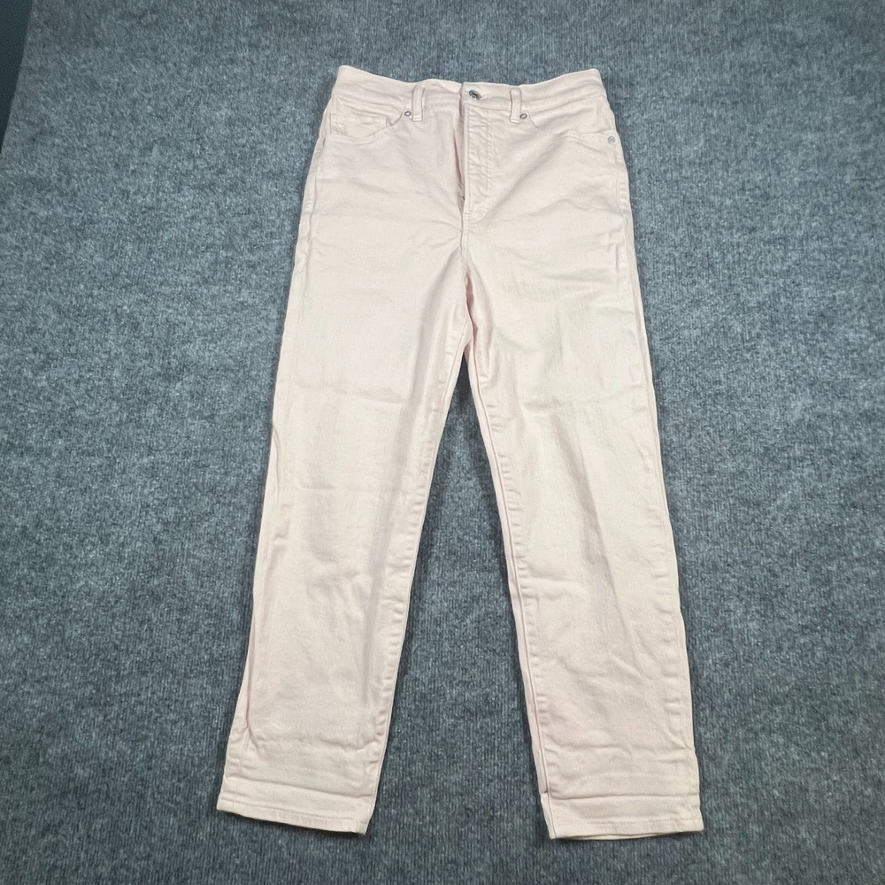 Express Super High Rise Mom Jeans Womens 4 Blush Pink Cotton Stretch Tapered Leg